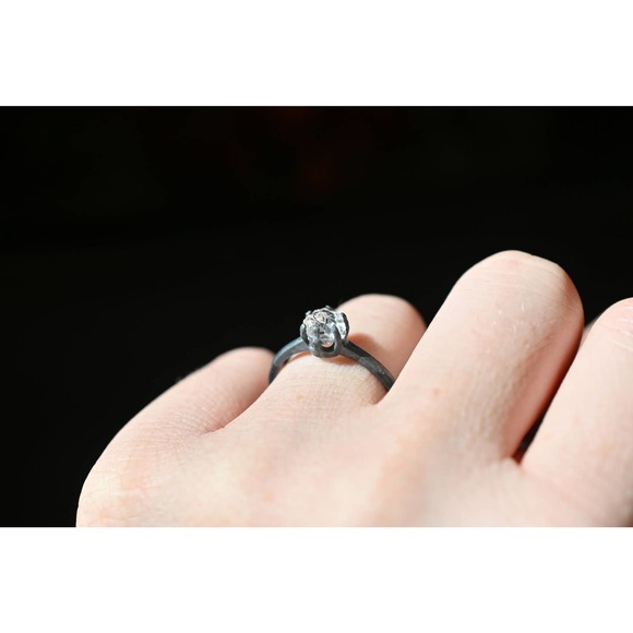 Classic Handmade Raw Diamond Engagement Ring, Chic Modern Raw Diamond Ri… - Picture 4 of 5